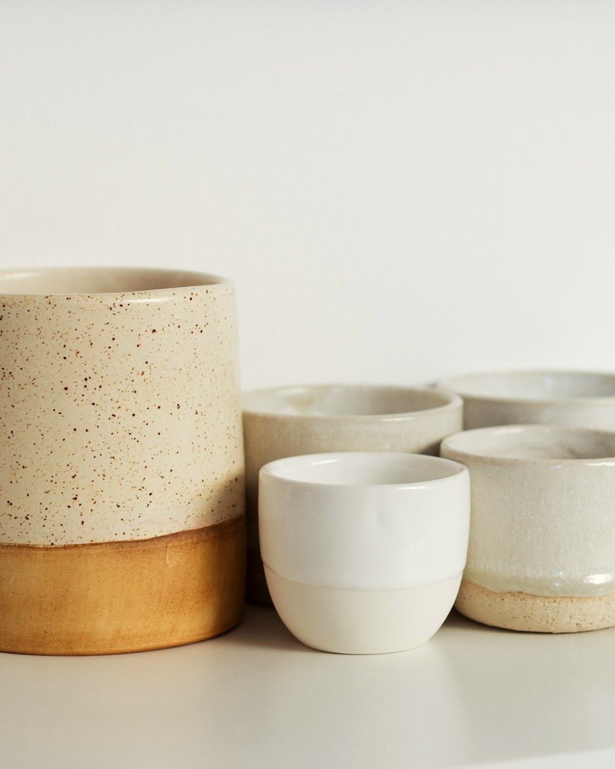 Sora Vessel Set in speckled cream and ochre stoneware